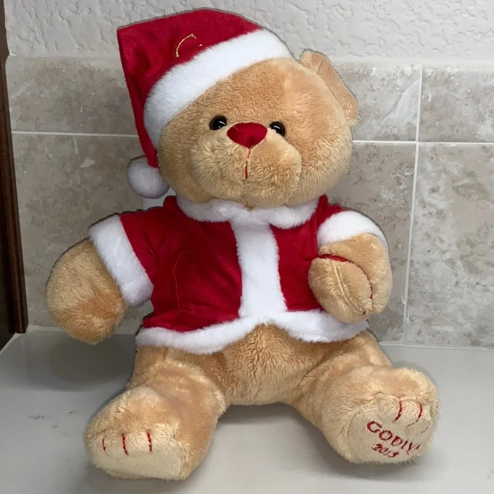 Godiva Santa Bear Plush Toy 2013 Limited Edition Red White Holiday Stocking Hat